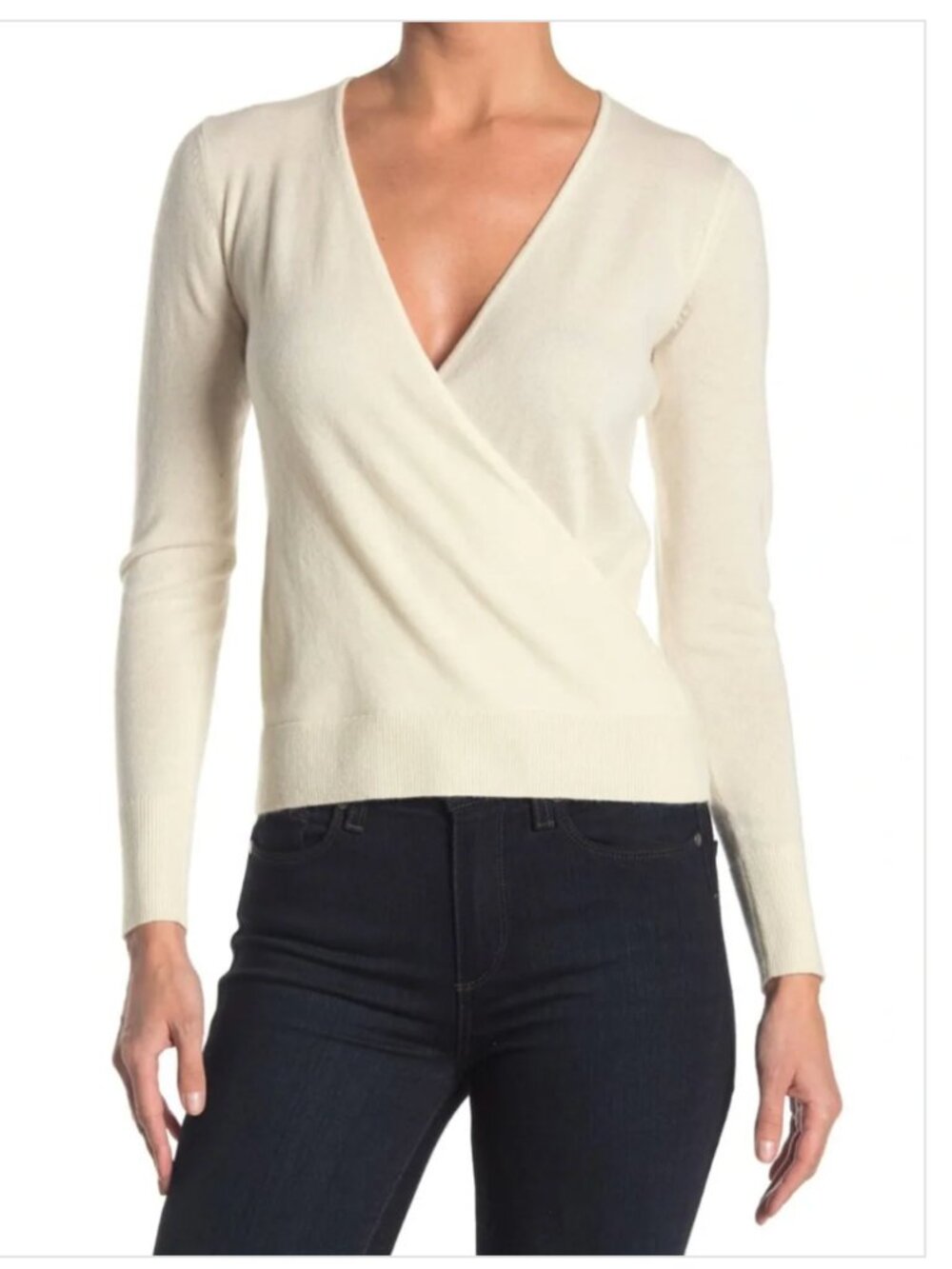 Everlane Cashmere Wrap Sweater -- Ivory, XXS